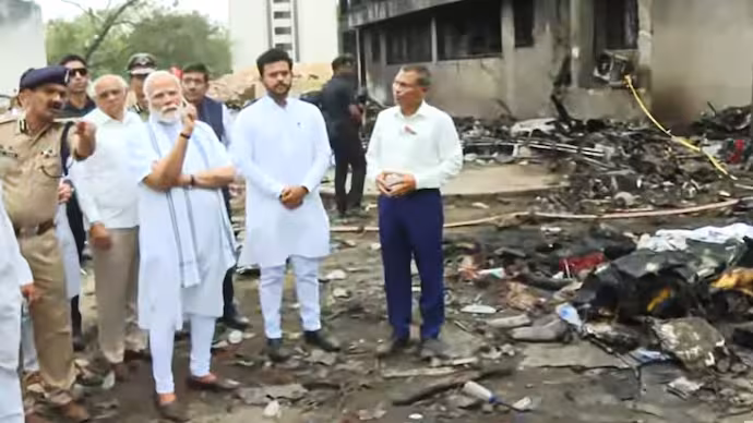 Prime Minister Narendra Modi visited the Ahmedabad crash site toda