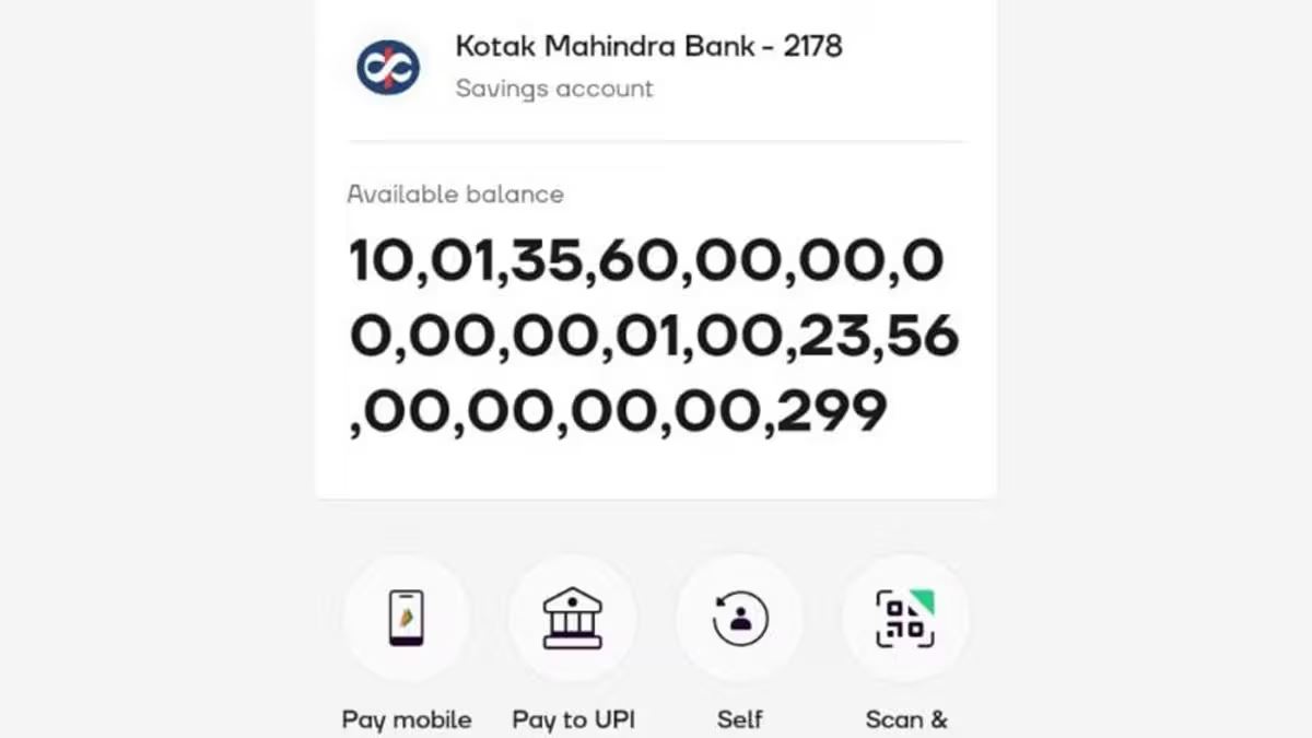 37-Digit Amount Credited in Bank Account Viral News