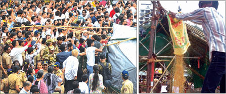 Jain aggressive about pigeon house Torn tarpaulin! Thrown grains